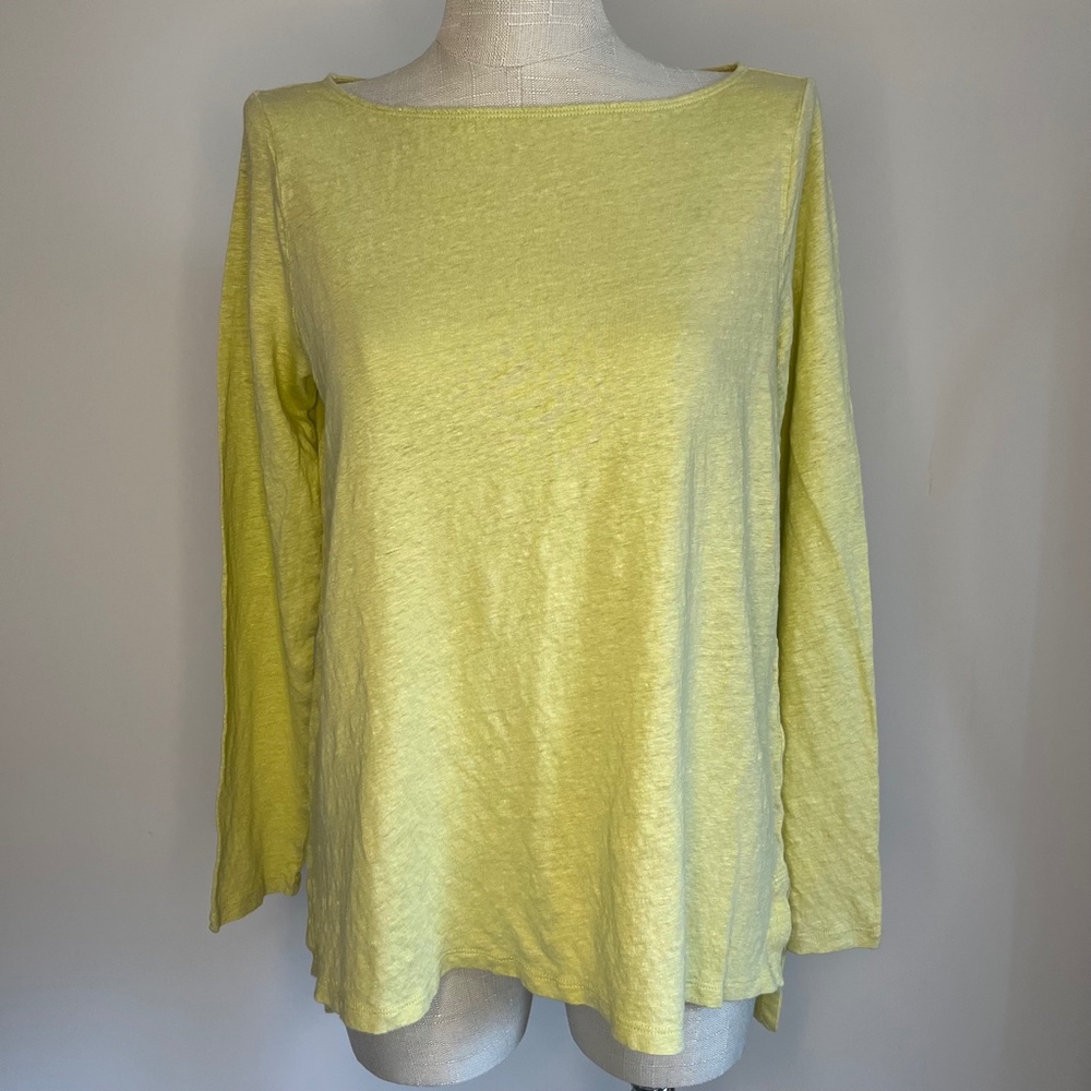 Eileen Fisher Long Sleeve Organic Linen Top, Size Small
